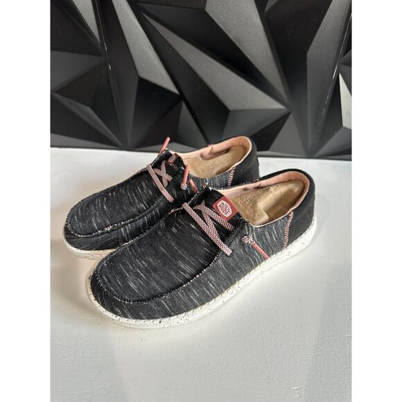 Hey Dude Womens Wendy Funk Jersey Black Pink Slip On Shoes Size 7 - Picture 6 of 13